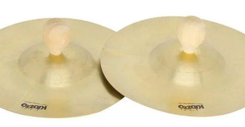 PAR DE PRATOS EM LATÃO COM SUPORTE DE MÃO 13CM