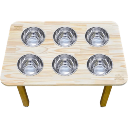 MESA DE EXPERIMENTAÇÃO COM 6 CUBAS DE INOX C/ CADEIRA MONTESSORI
